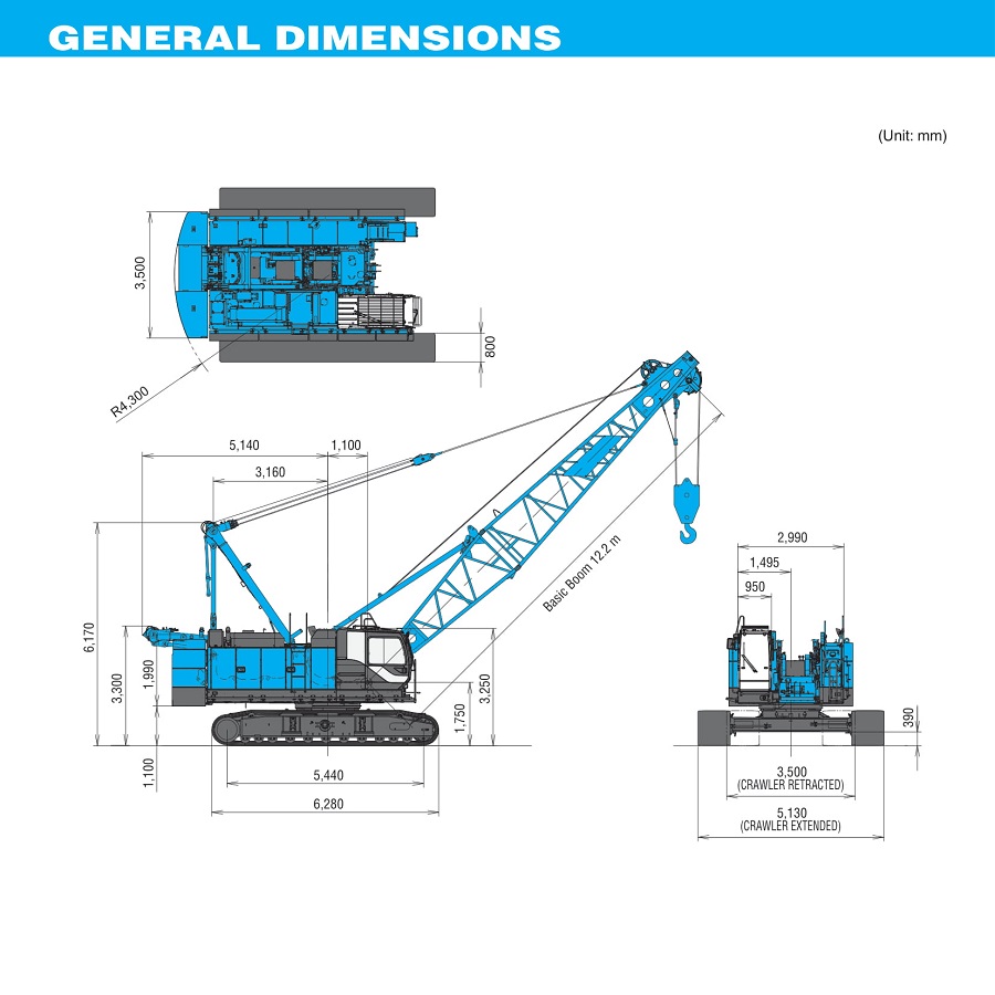 xe cẩu xích 80 tấn kobelco bms800