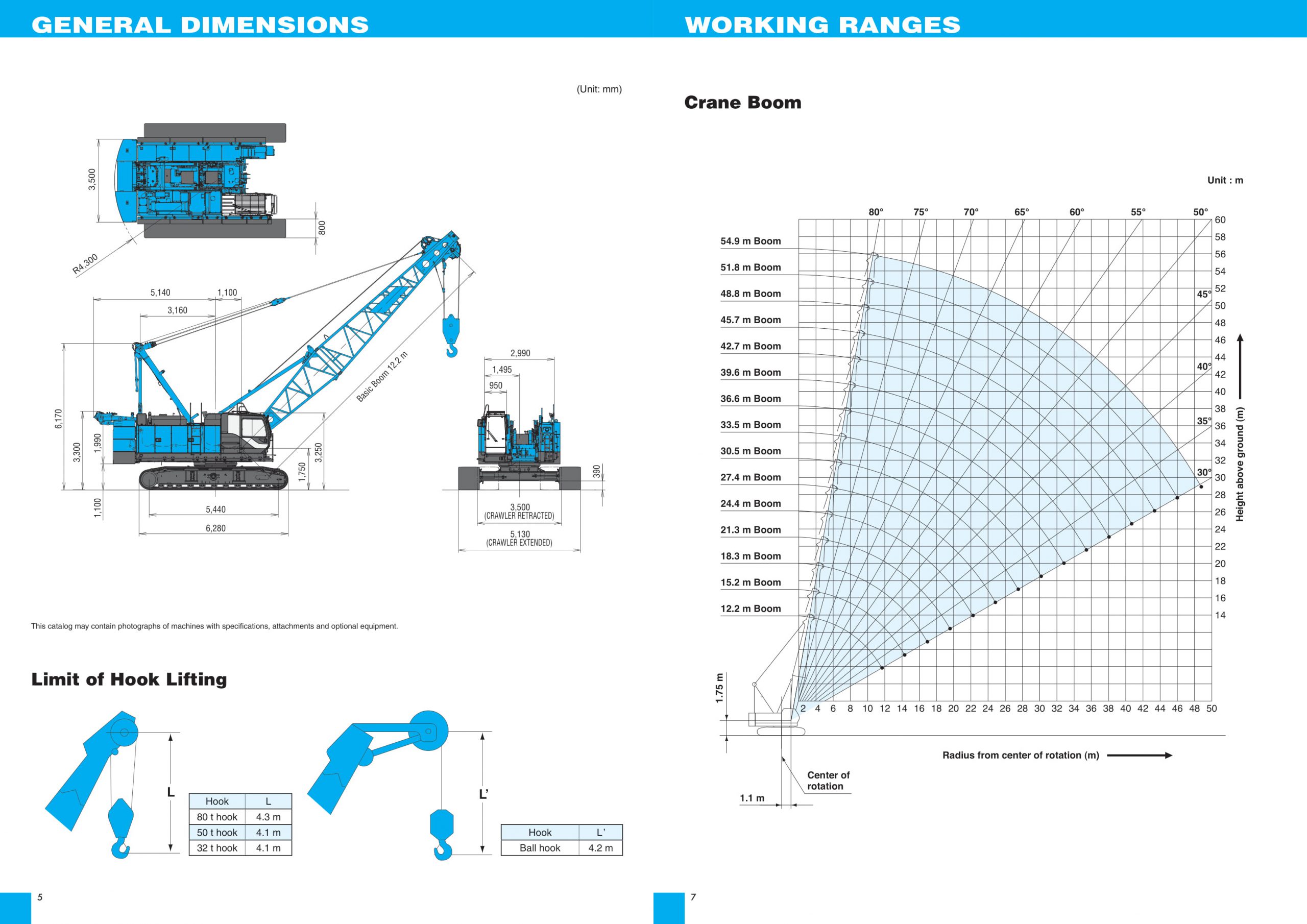 xe cẩu xích 80 tấn kobelco bms800