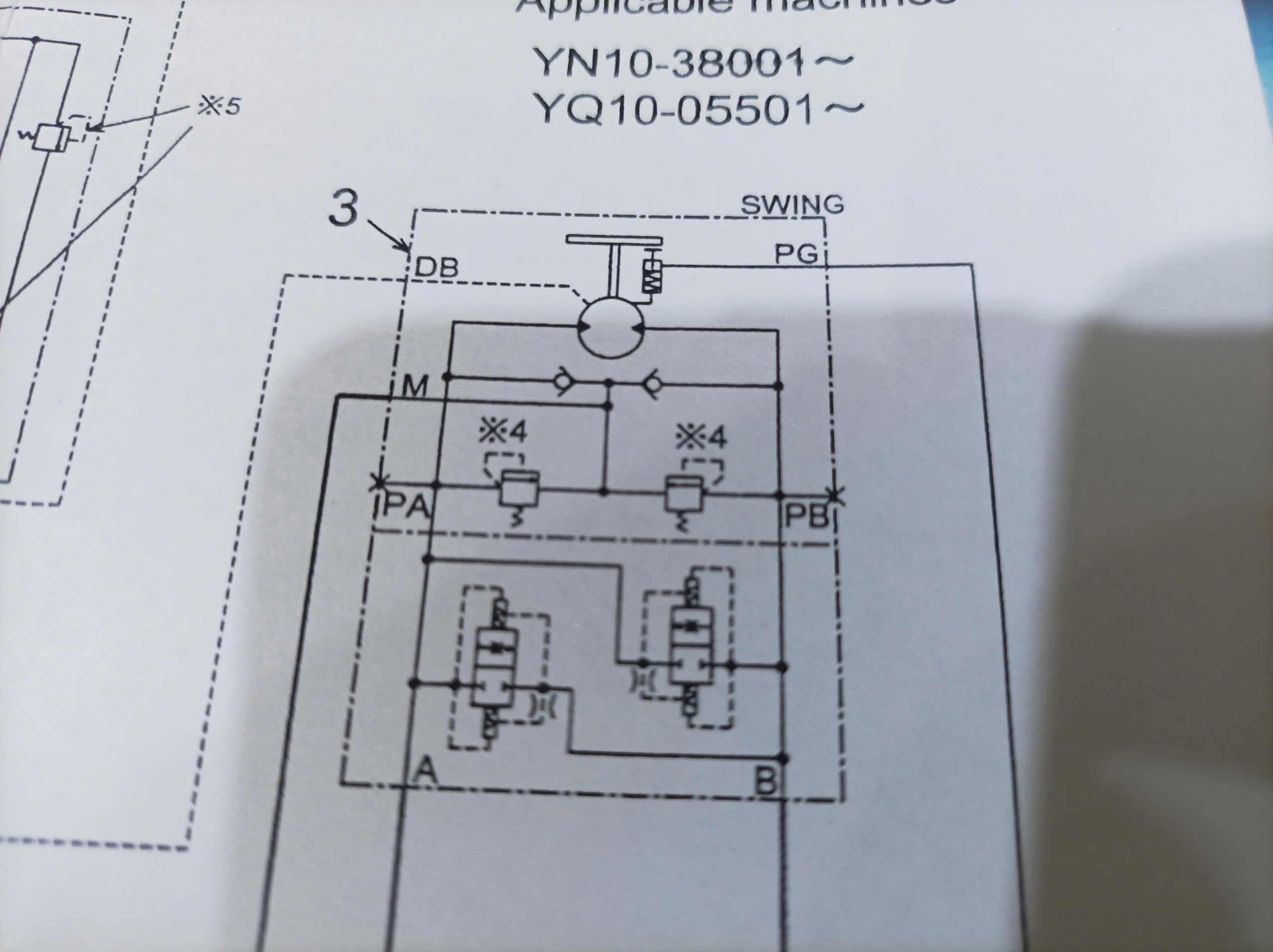 sơ đồ thủy lực hệ thống quay toa xe máy đào